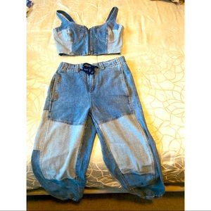 Two piece denim set.